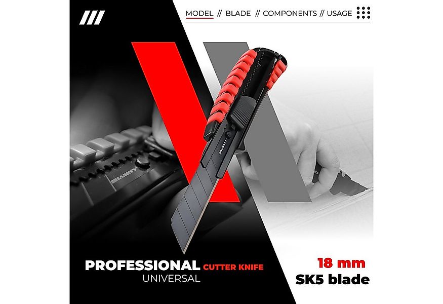 HASKYY Cuttermesser 3x Cuttermesser Professional Teppichmesser SK5 Klinge U günstig online kaufen