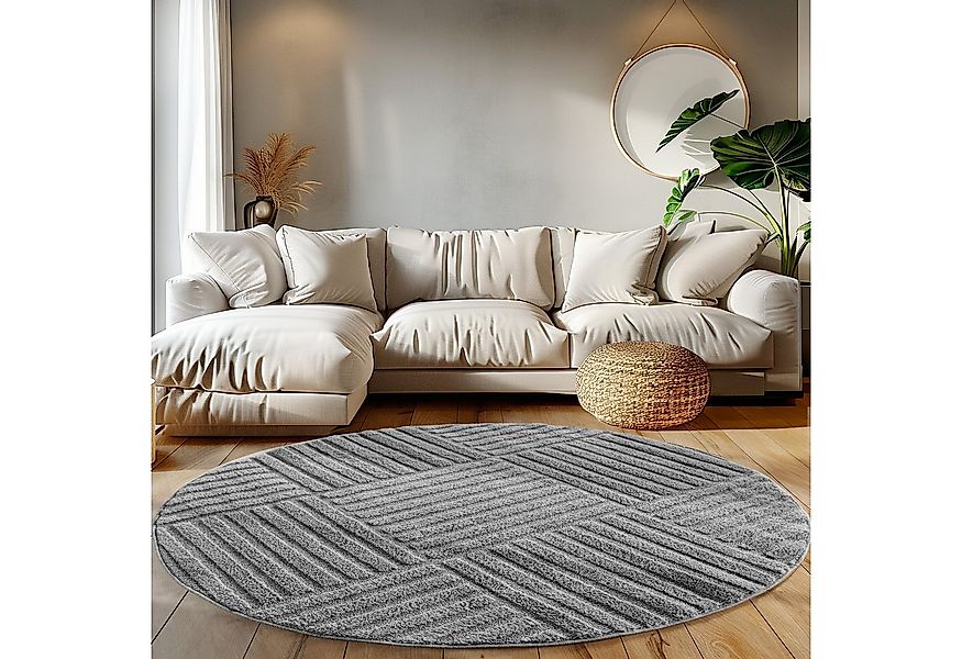 Teppium Hochflor-Teppich Boho-Design, Rund, Höhe: 20 mm, Teppich Wohnzimmer günstig online kaufen