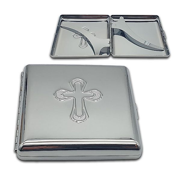 Coumo Kartenetui Edles Metall Zigarettenetui, Farbe: Silber, Kreuz Ornament günstig online kaufen