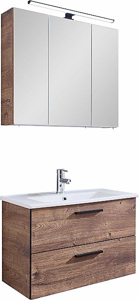 Saphir Badmöbel-Set "Quickset 374 Keramik-Waschtisch mit LED-Spiegelschrank günstig online kaufen