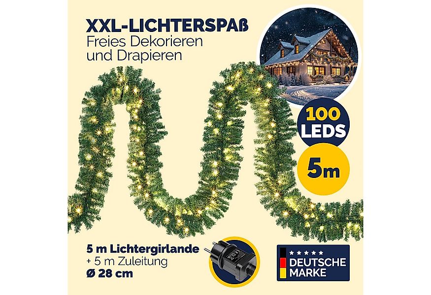 Kunstgirlande, Casaria, Höhe 28 cm, Weihnachtsgirlande 2x 5m 100 LED Warmwe günstig online kaufen
