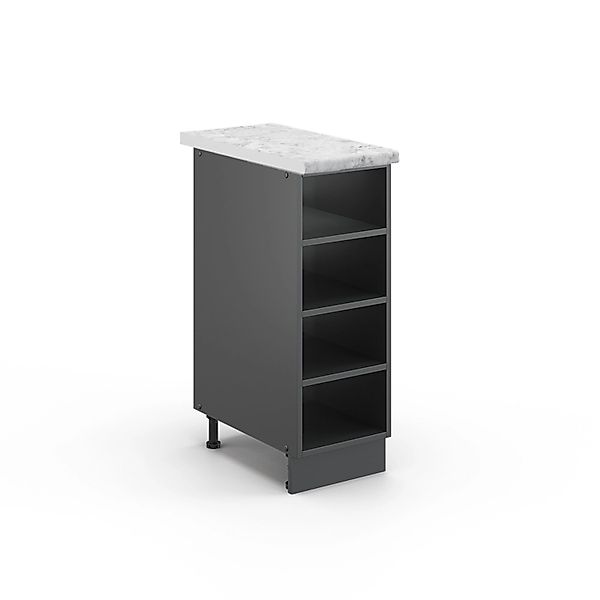 Vicco Küchenregal Fame-Line Offener Küchenschrank Anthrazit 30 cm AP Marmor günstig online kaufen