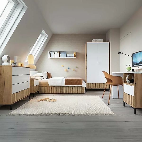 Jugendzimmer Komplett Set RISBY-129 mit Schreibtisch und Bett 120x200 cm in günstig online kaufen