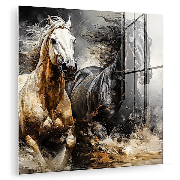 MuchoWow Acrylglasbild Pferde - Schwarz - günstig online kaufen