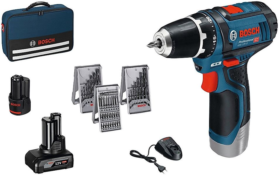 Bosch Professional Akku-Bohrschrauber GSR 12V-15, max. 1300 U/min, (Set), i günstig online kaufen