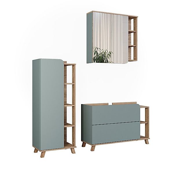 Vicco Badmöbel-Set Karen, Sonoma/Blau, 3 Teile, (3-St., 3er Set) günstig online kaufen