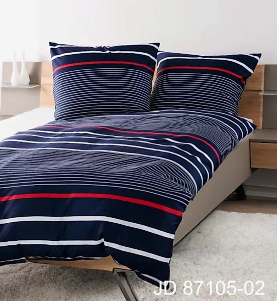 Janine Janine Mako-Satin Bettwäsche J. D. 87105 maritimblau Größe:  155x200 günstig online kaufen