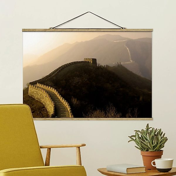 Stoffbild Berge mit Posterleisten - Querformat Sonnenaufgang über der chine günstig online kaufen