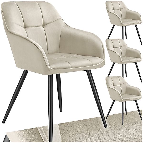 tectake Esszimmerstuhl Stuhl Marilyn, Samtoptik, gesteppt günstig online kaufen