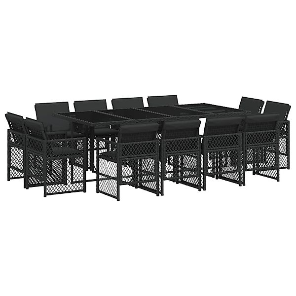 vidaXL 13-Tlg Garten-Essgruppe mit Kissen Schwarz Poly Rattan 3210859 günstig online kaufen