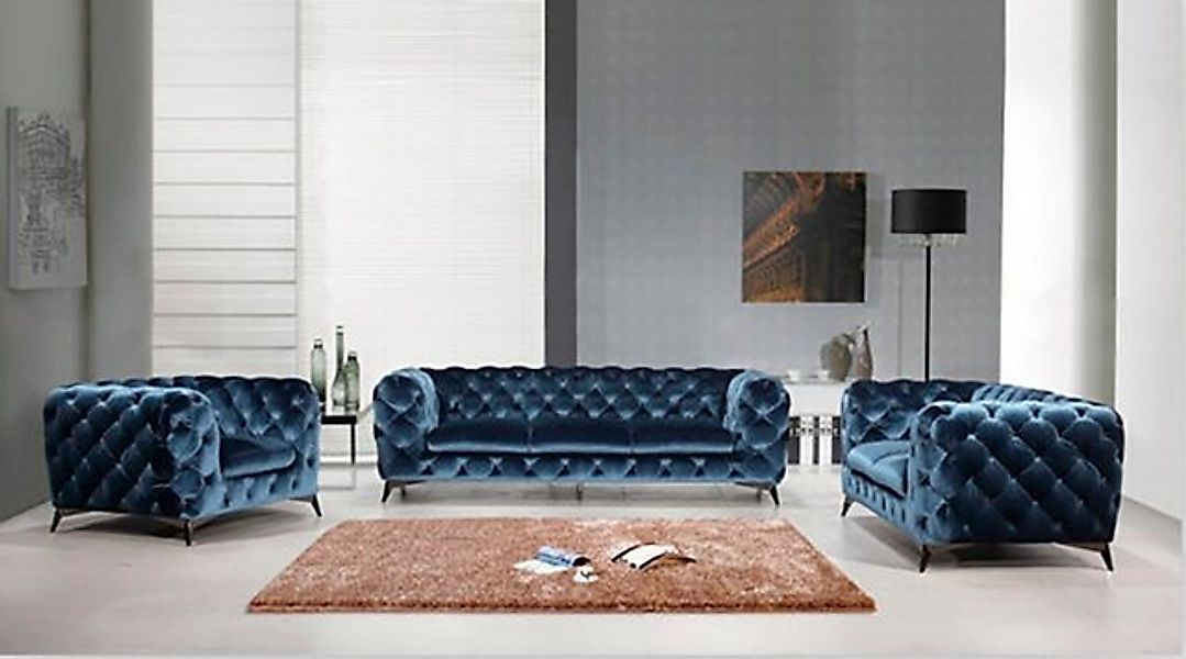 JVmoebel Chesterfield-Sofa 3+2+1 Sofagarnitur Couch Polster Sofa Couchen Bl günstig online kaufen