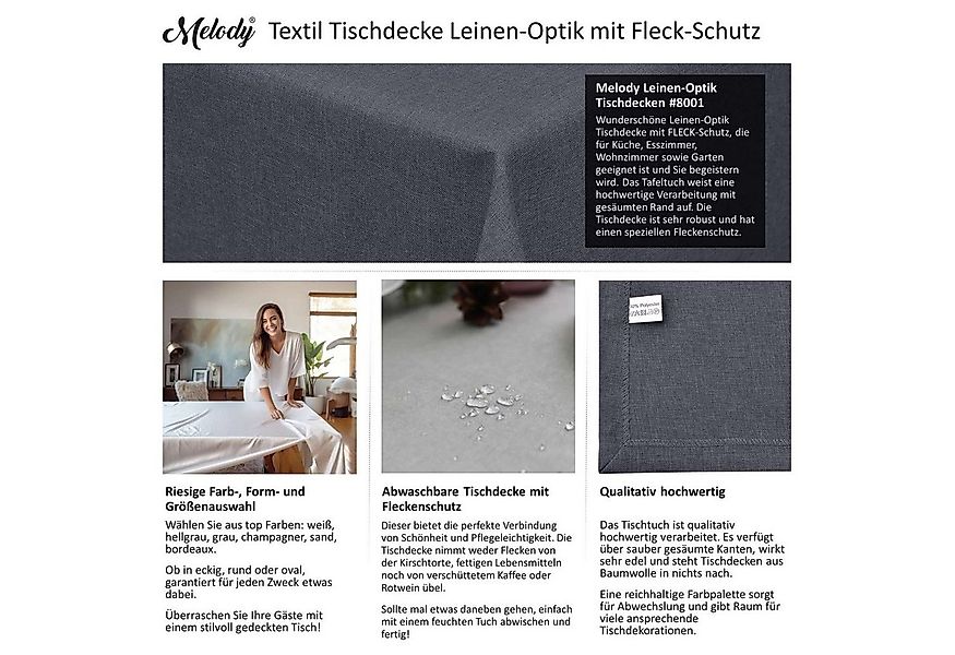 Melody Gartentischdecke Leinen-Optik Tischdecke abwaschbar mit Fleckschutz günstig online kaufen