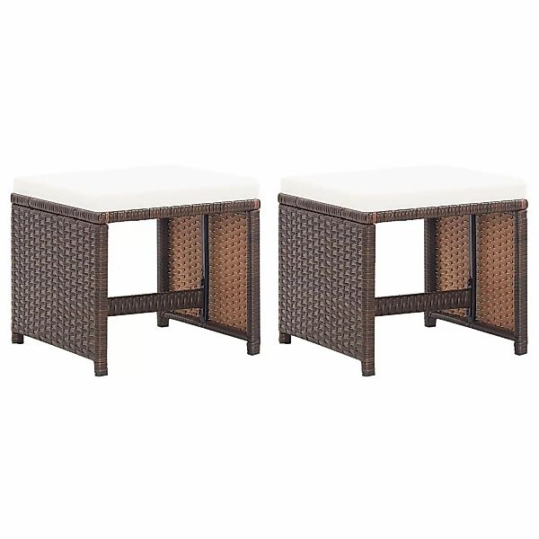 Gartenhocker 2 Stk. Mit Sitzkissen Poly Rattan Braun günstig online kaufen