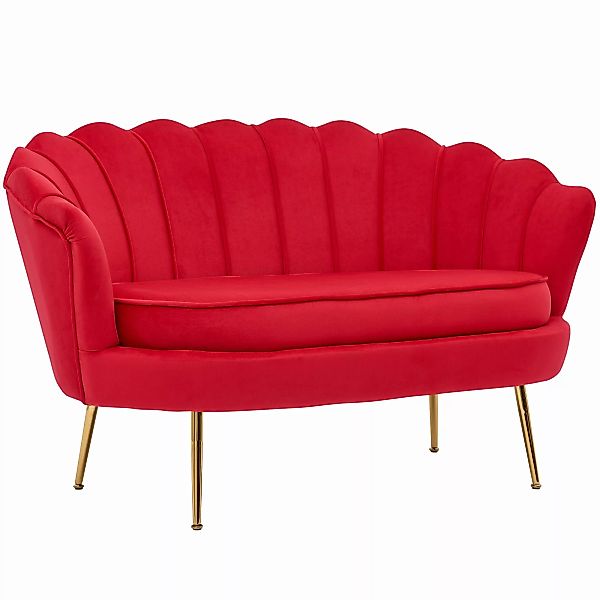 Design 2-Sitzer Sofa Samt Rot 130 x 84 x 75 cm | Kleine Couch für zwei Pers günstig online kaufen