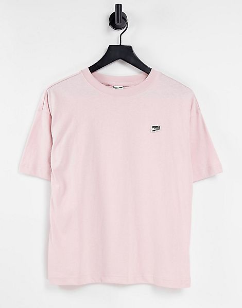 Puma – Downtown – Oversize-T-Shirt in Pastellrosa mit Logo günstig online kaufen