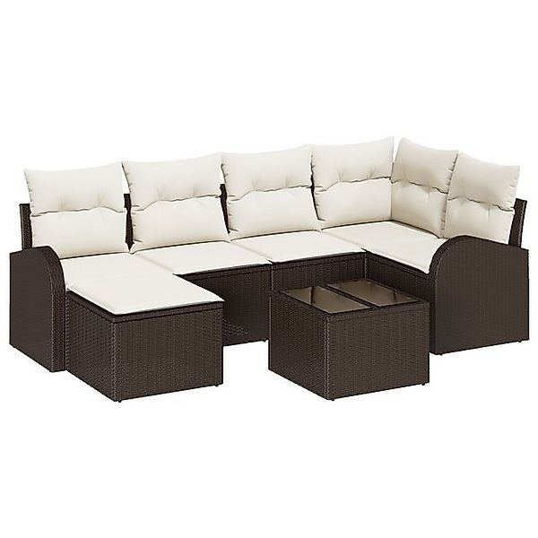 vidaXL Loungesofa 6-teiliges Garten Sofa Set mit Kissen Grau Poly Rattan, 7 günstig online kaufen