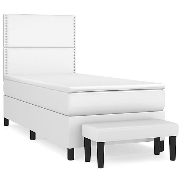 vidaXL Boxspringbett, Boxbett mit Matratze Weiß 90x190 cm Kunstleder günstig online kaufen