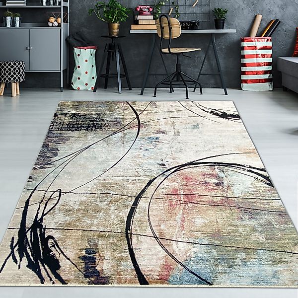 TeppichHome24 Teppich Abstrakter Teppich in blau günstig online kaufen