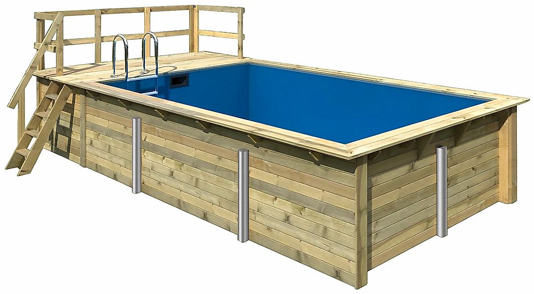 Karibu Rechteckpool "Malta A BxLxH: 353x530x124 cm mit Sonnendeck" 44 mm st günstig online kaufen