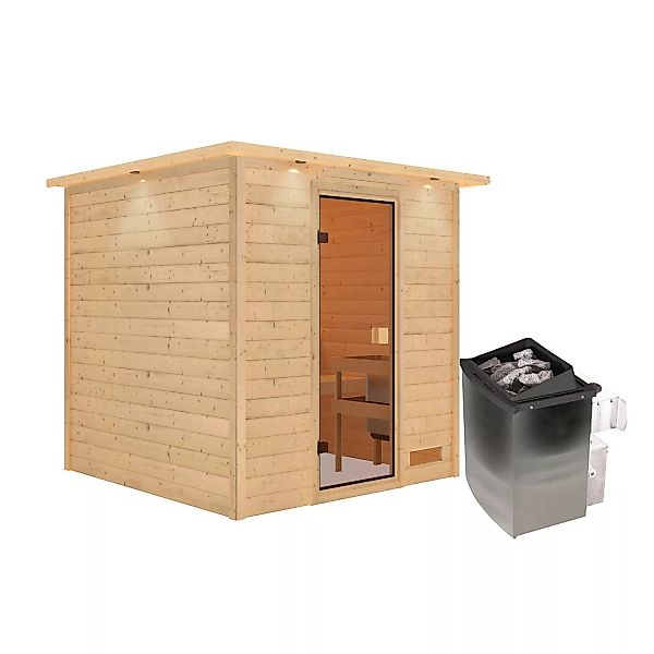 Karibu Sauna Jara Set Naturbelassen mit Ofen 9 kW integr. Steuerung. günstig online kaufen