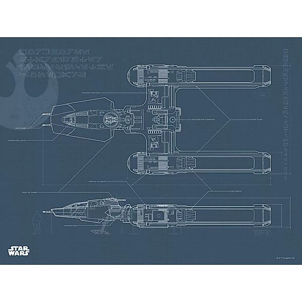 Komar Wandbild Star Wars EP9 Blueprint Y-Wing Star Wars B/L: ca. 40x30 cm günstig online kaufen