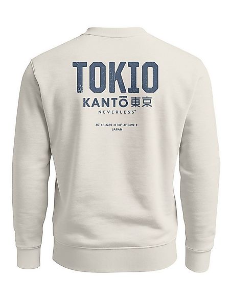 Neverless Sweatshirt Sweatshirt Herren Pullover mit Backprint Tokio Kantō J günstig online kaufen