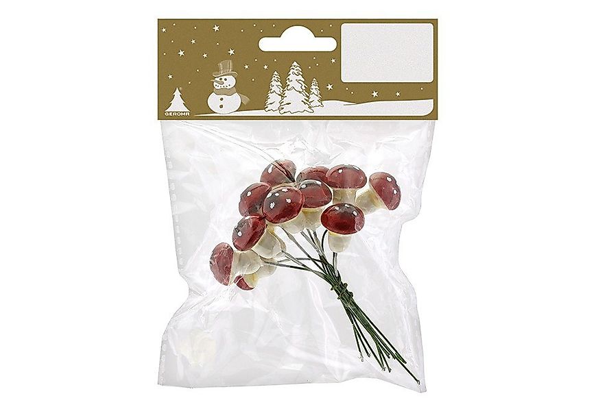 Rodermund Weihnachtsfigur Deko Fliegenpilze rot/weiß an Draht, 12 Stück günstig online kaufen