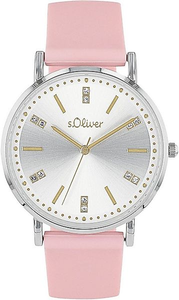 s.Oliver Quarzuhr 2038366, Armbanduhr, Damenuhr, Kristallsteine, Silikonarm günstig online kaufen
