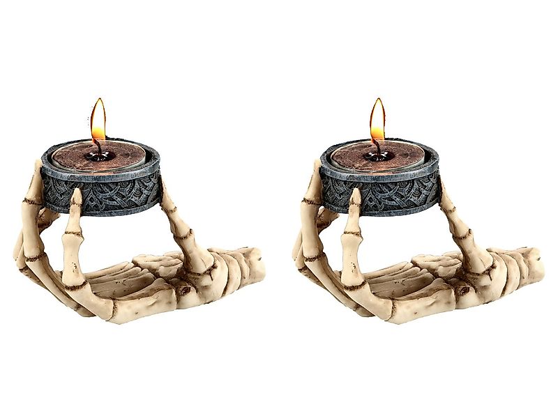 Figuren Shop GmbH Teelichthalter Skeletthand Teelichthalter - 2er Set - Got günstig online kaufen