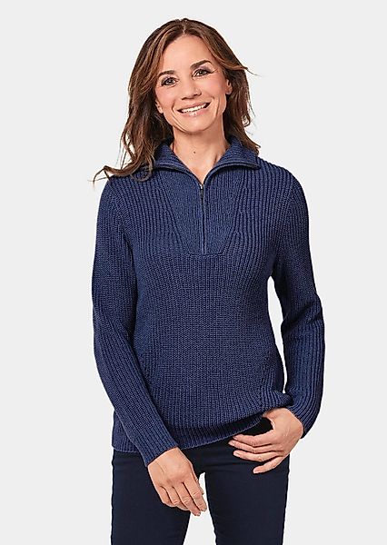GOLDNER Strickpullover Sportiver Troyer mit Baumwollanteil günstig online kaufen