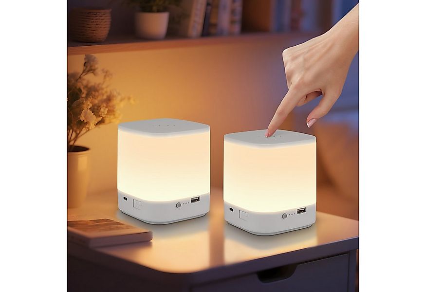Nettlife LED Nachttischlampe Touch Dimmbar Akku 3600mAH USB Aufladbar Weiß günstig online kaufen