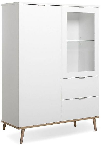Finori Highboard, Weiß, Sonoma Eiche, Modern, Metallgriffe, ABS-Kante, 100 günstig online kaufen