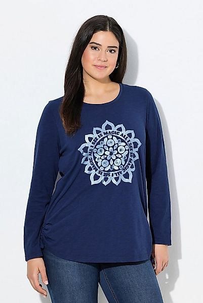 Ulla Popken Longsleeve Shirt Mandala Rundhals Langarm Raffbänder günstig online kaufen