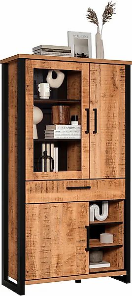 Home affaire Vitrine »Elda« 1 Stk. tlg. Vitrine mit 3 Türen & 1 Vollauszug günstig online kaufen