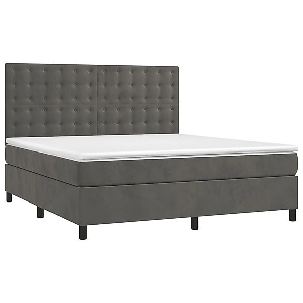 vidaXL Boxspringbett mit Matratze & LED Dunkelgrau 180x200 cm Samt 3136378 günstig online kaufen