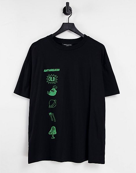 Another Reason – T-Shirt in Schwarz mit Saturn-Trip-Logo günstig online kaufen