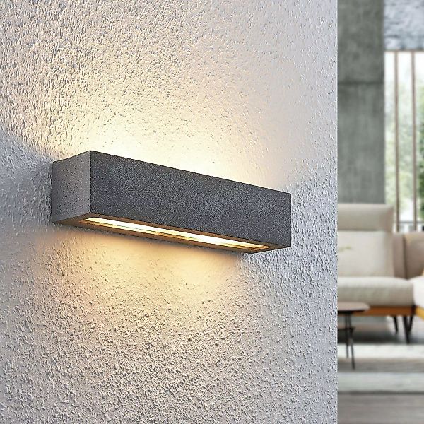 Lindby Wandlampe Nellie, grau, Beton, 35,3 cm breit günstig online kaufen