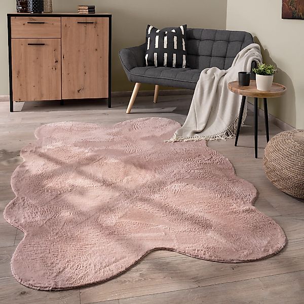 Paco Home Fellteppich »Pelt 640«, fellförmig, 16 mm Höhe, Kunstfell, Uni Fa günstig online kaufen
