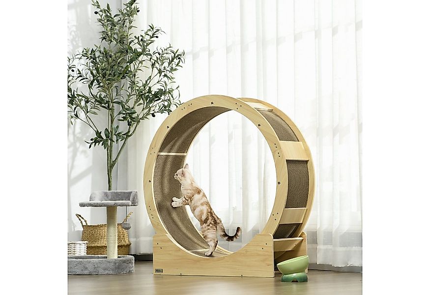 PawHut Tierlaufrad Katzenlaufrad, Laufrad mit Bremse, Kratzbrett, Katzenrad günstig online kaufen