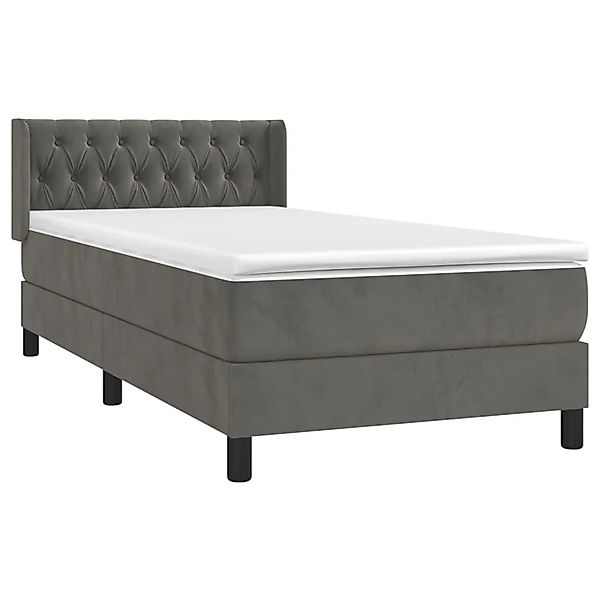 vidaXL Boxspringbett mit Matratze Dunkelgrau 90x200 cm Samt 3131118 günstig online kaufen