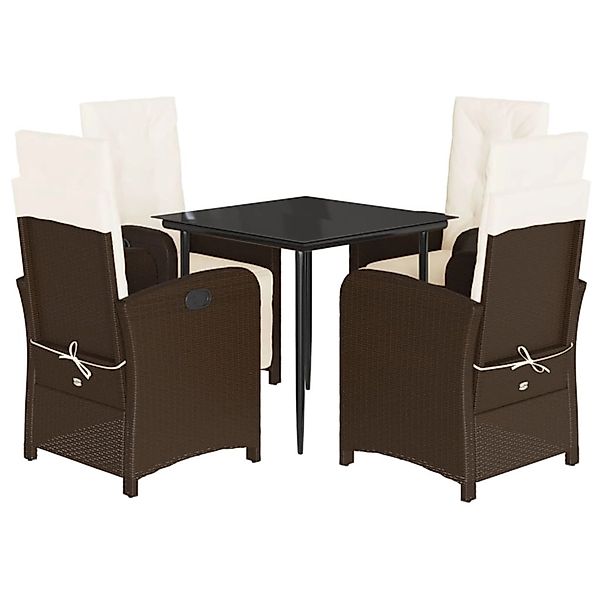 vidaXL 5-Tlg Garten-Essgruppe mit Kissen Braun Poly Rattan 3212543 günstig online kaufen