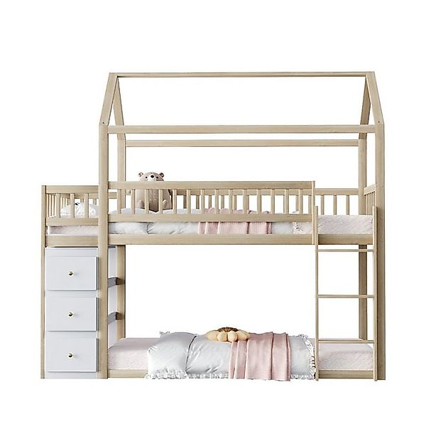 DOPWii Kinderbett Etagen Kinderbett 90x200cm,Hausform,Sicherheitszaun,Niedr günstig online kaufen