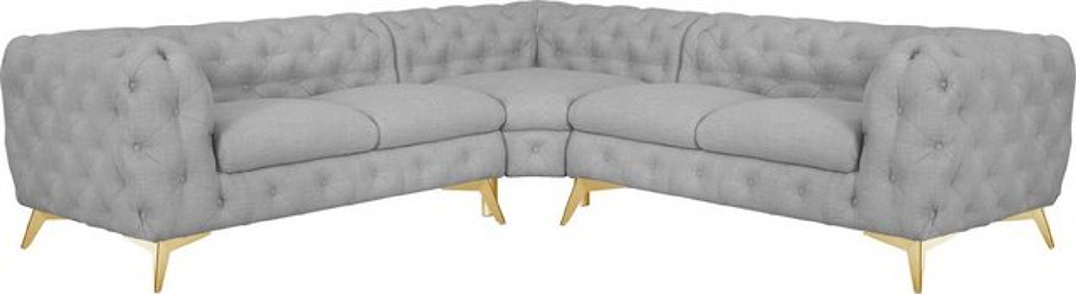Leonique Chesterfield-Sofa "Ecksofa GLYNIS L-Form mit Wellenunterfederung, günstig online kaufen