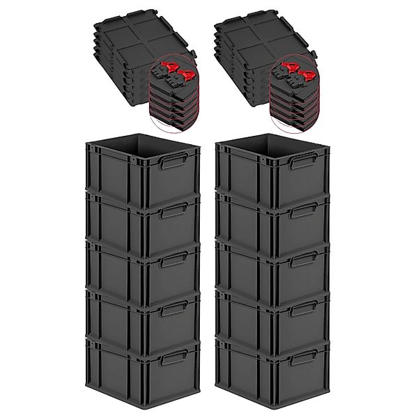 PROREGAL SuperSparSet 10x Eurobox Nextgen Grip Mit Scharnierdeckel Und Rote günstig online kaufen