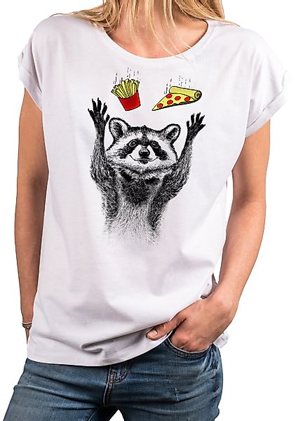 MAKAYA Print-Shirt Damen Waschbär Aufdruck Tunika günstig online kaufen