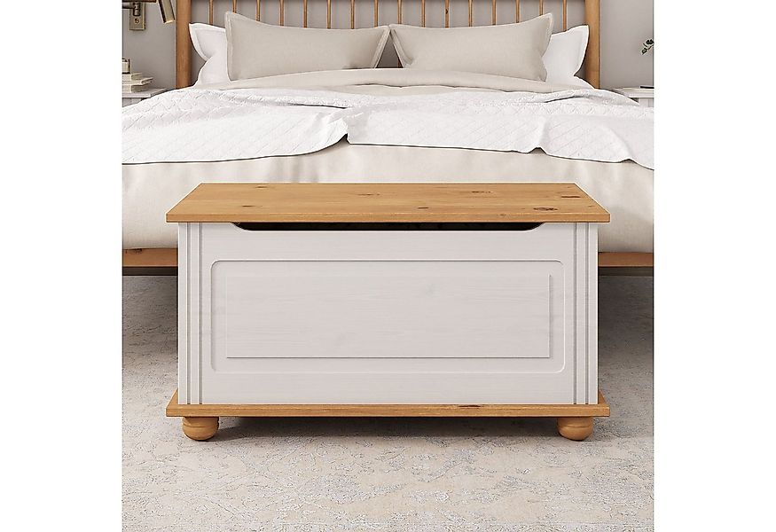 IDIMEX Sitztruhe BRISTOL, Truhenbank im Landhausstil aus Massivholz Weiß/Br günstig online kaufen