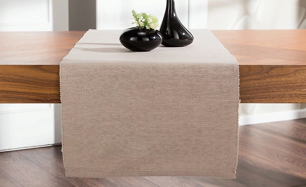 HOME STORY Tischläufer  Rip - grau - reine Baumwolle - 40 cm - Sconto günstig online kaufen