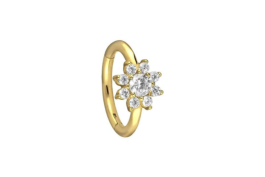 PIERCINGLINE Piercing-Set Chirurgenstahl Segmentring Clicker KRISTALLBLUME günstig online kaufen