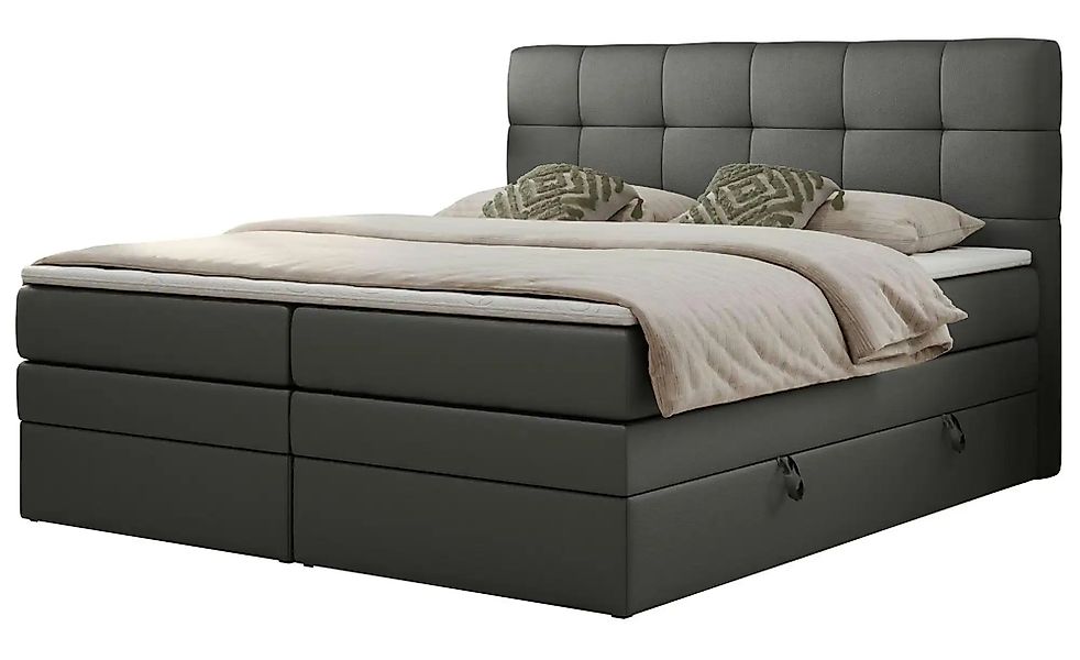 Boxspringbett mit Bettkasten Luka King ¦ grau ¦ Maße (cm): B: 180 H: 110 Be günstig online kaufen