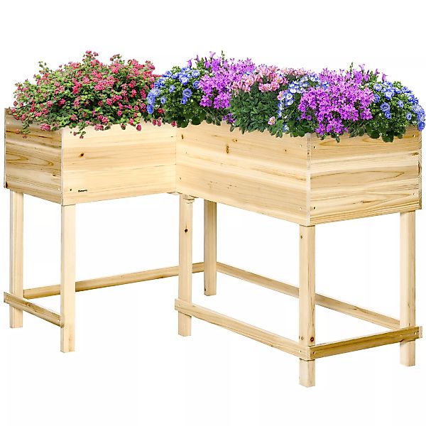 Outsunny Hochbeet Holz Pflanzkasten mit Bewässerungssystem Vliesstoff Blume günstig online kaufen
